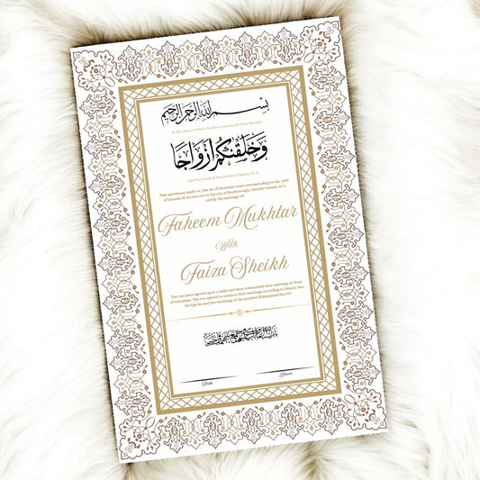 Luxury Nikkah Certificate - Golden wreath