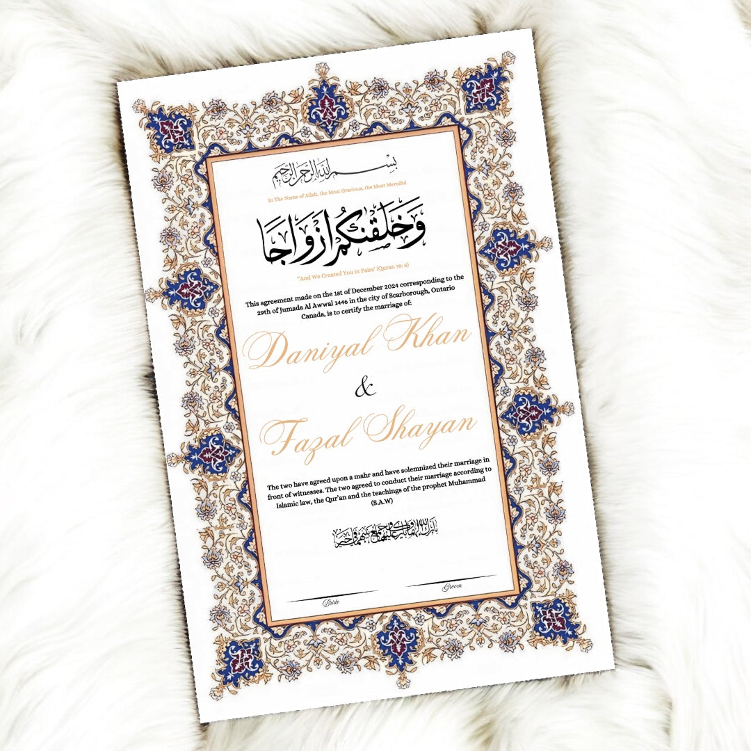 Luxury Nikkah Certificate - Enchanted Bloom