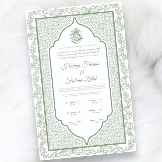 Luxury Nikkah Certificate - Golden Embrace