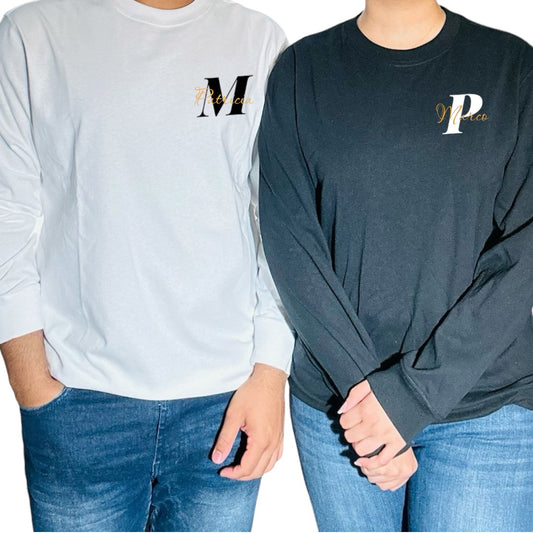 T-shirts avec noms et initiales pour couples