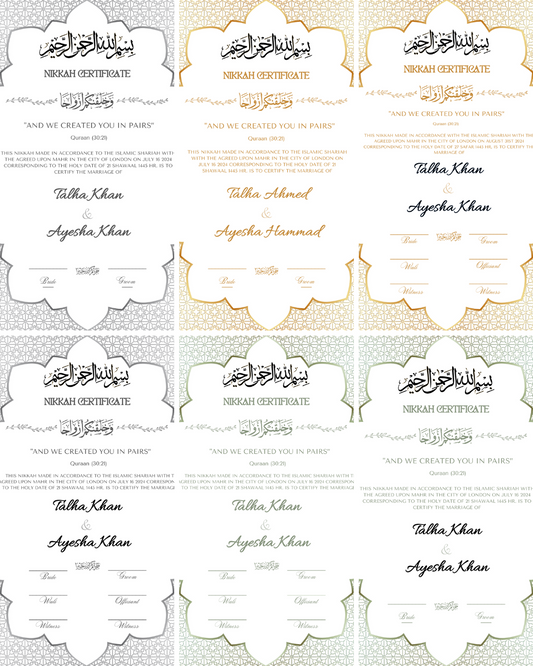 Luxury Nikkah Certificate - Embrace