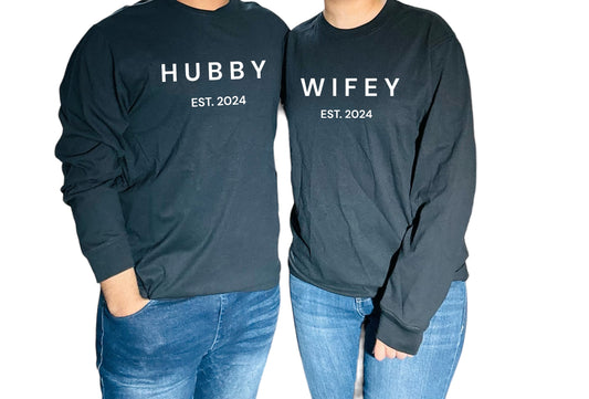 T-shirts « Mari/Femme EST. 2024 » pour les couples