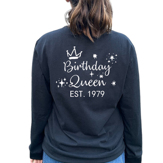 T-shirt personnalisé Birthday Queen EST.
