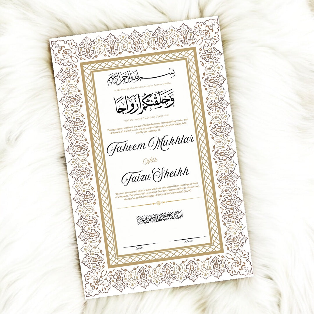 Luxury Nikkah Certificate - Golden wreath