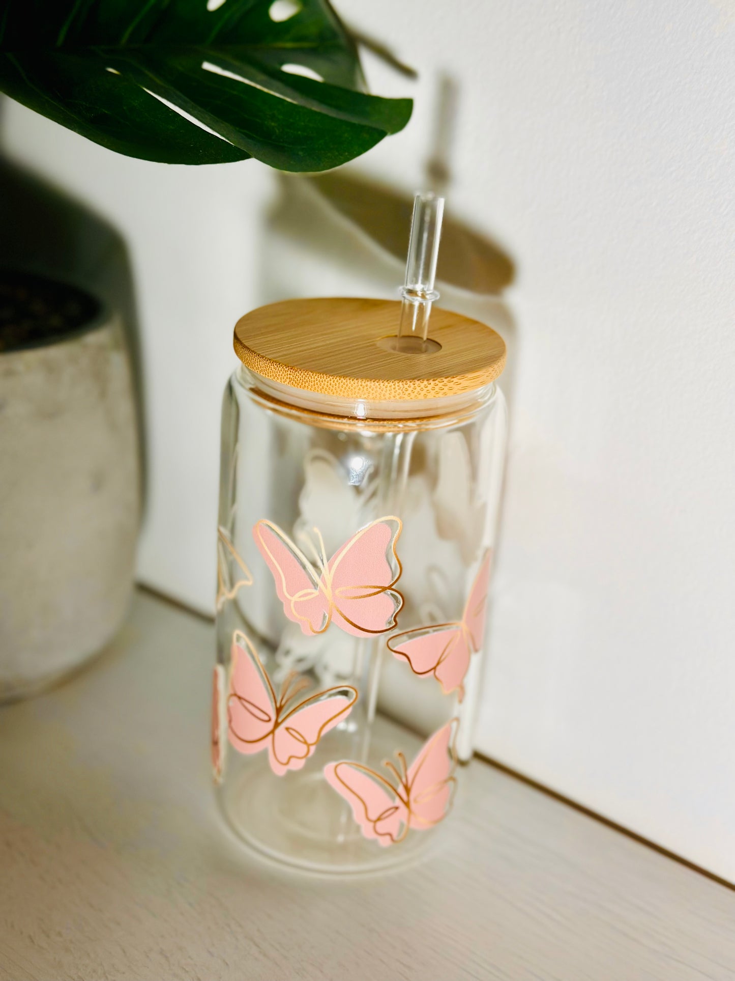 Pink and Golden Butterfly Tumbler 16oz