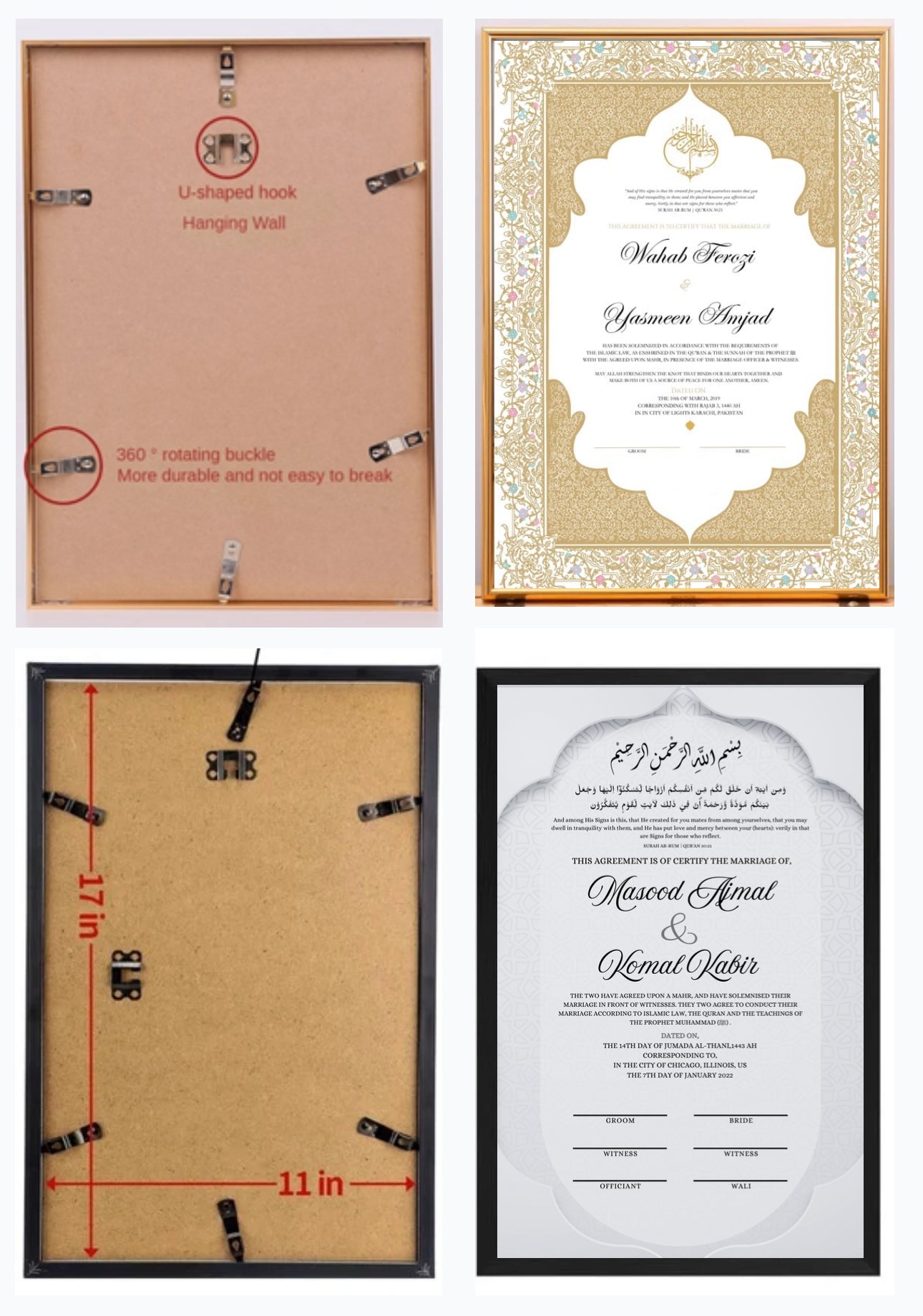 Certificat de mariage de luxe - Golden Embrace