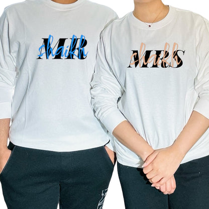 Mr & Mrs Shirts with Special Date on Cuff For Couple