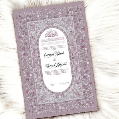 Luxury Nikkah Certificate - Heliotroph Elegance