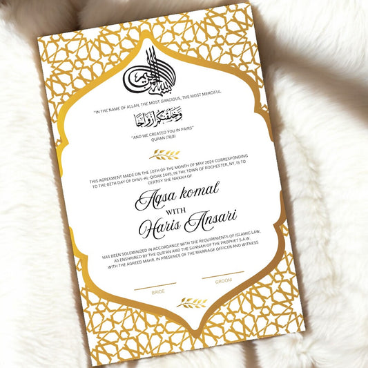 Luxury Nikkah Certificate - Golden Heritage