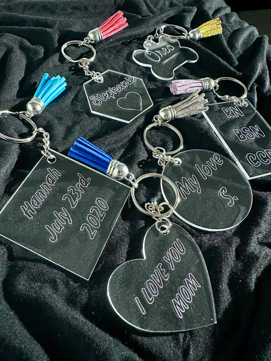 Engraved Acrylic Keychain with Tassel