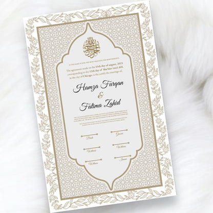 Certificat de mariage de luxe - Golden Embrace