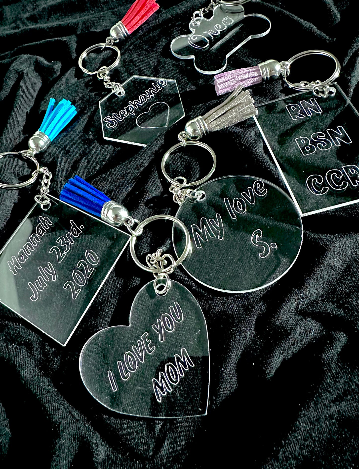 Engraved Acrylic Keychain with Tassel