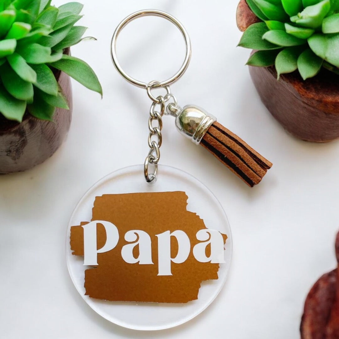 Name & Background Stroke Customized Acrylic Keychain with Tassel