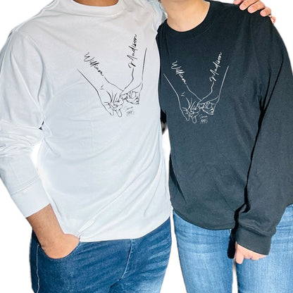 Customized Couple Names Shirts with Holding Hands