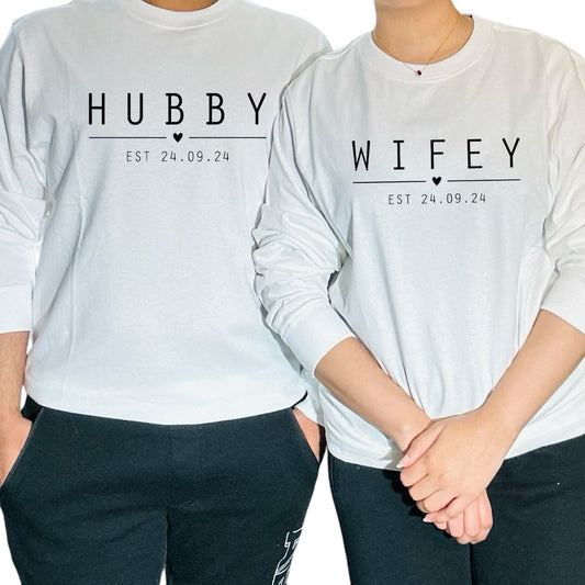 Hubby & Wifey with Memorable date Shirts for Couple