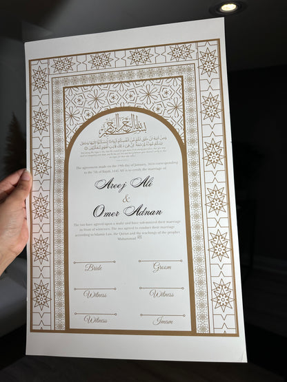 Luxury Nikkah Certificate - Golden Radiance