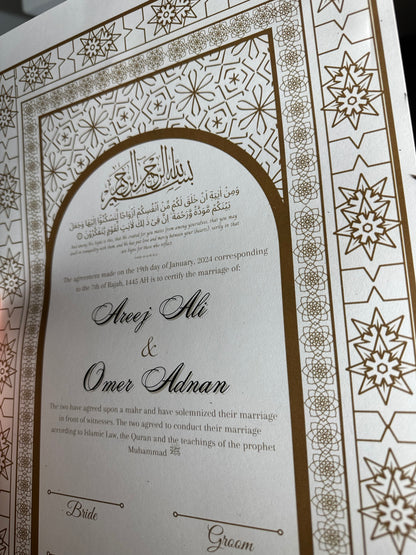 Luxury Nikkah Certificate - Golden Radiance