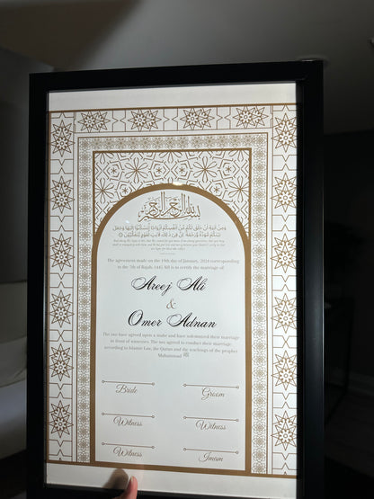 Luxury Nikkah Certificate - Golden Radiance