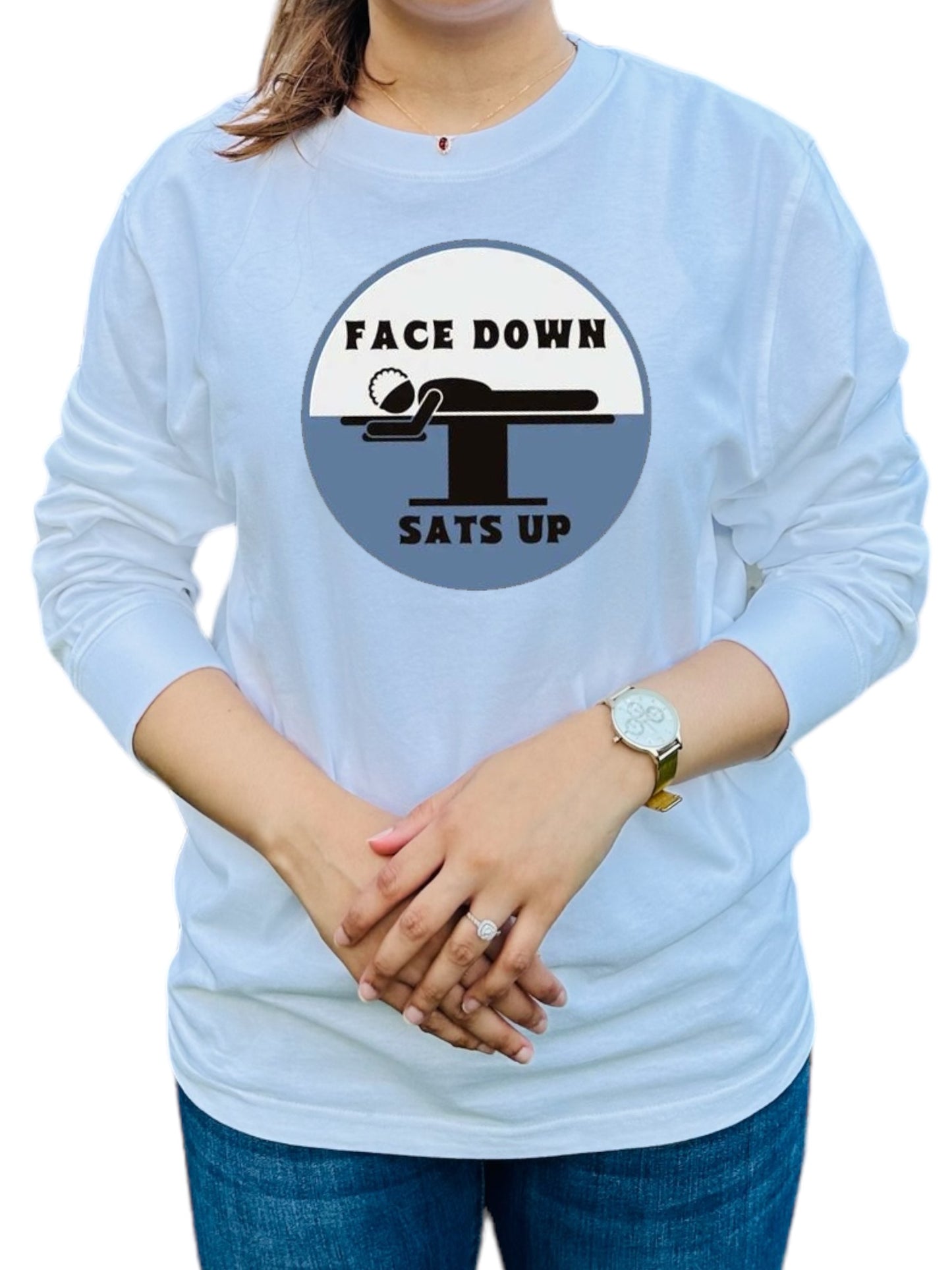 'Face Down, Sats up' Proning customizable RT shirt