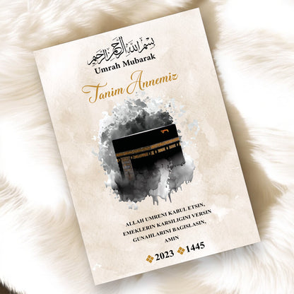 Luxury Hajj/Umrah Frame - Waterpainted Elegance