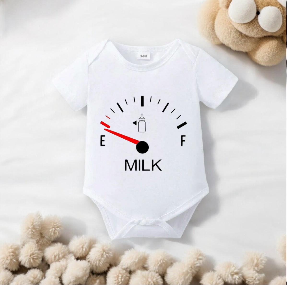 'Low Milk' fuel gauge onesie