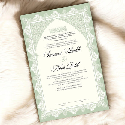 Luxury Nikkah Certificate - Heritage Garden