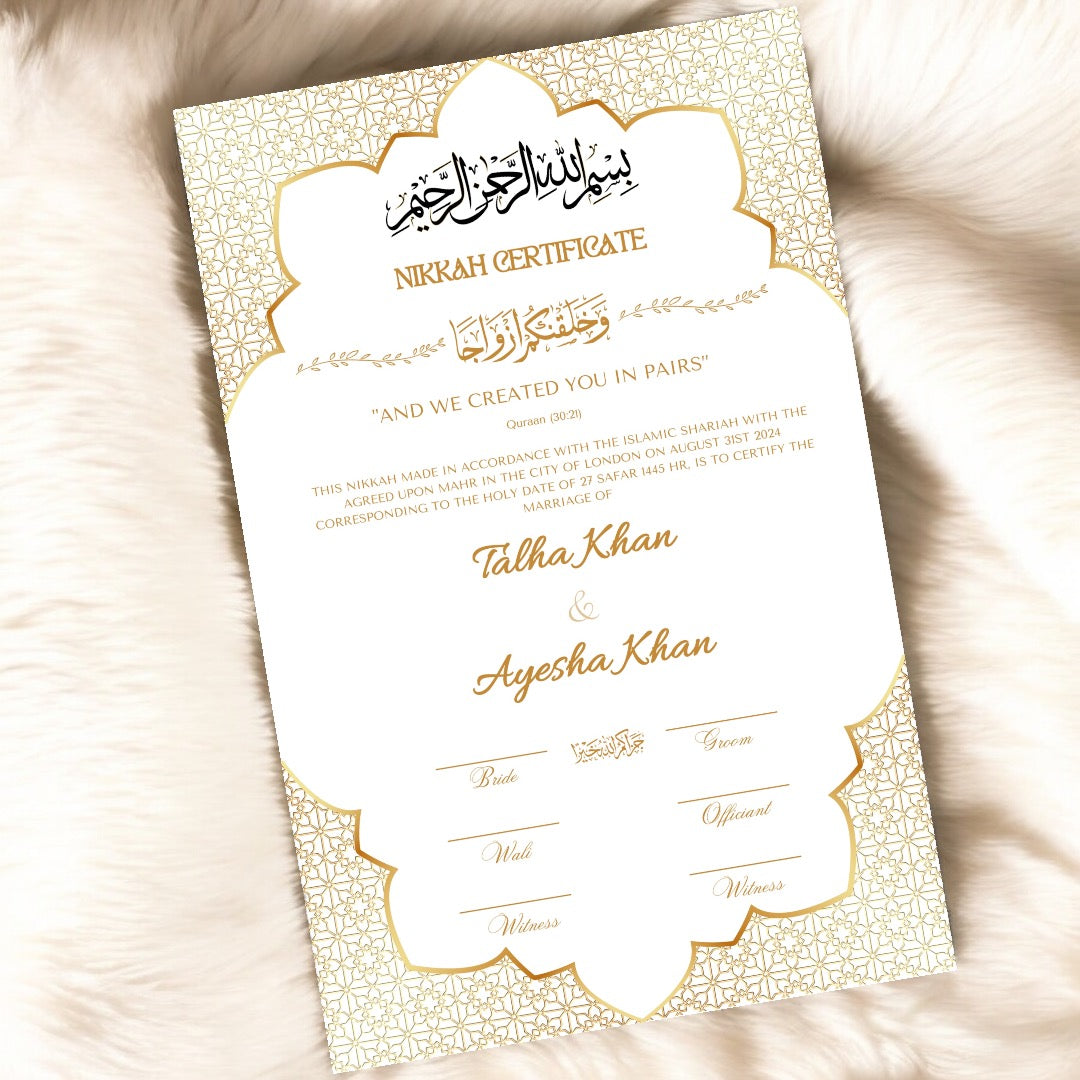 Luxury Nikkah Certificate - Embrace