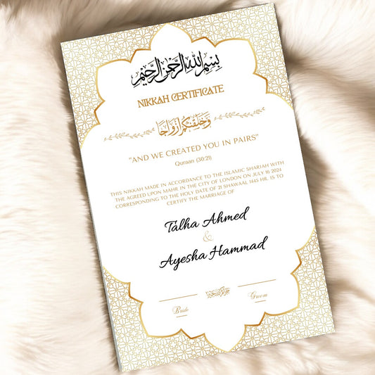 Luxury Nikkah Certificate - Embrace