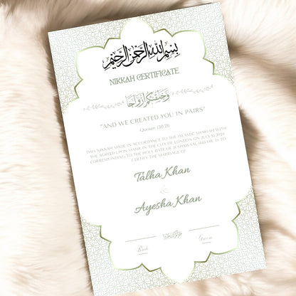 Luxury Nikkah Certificate - Embrace