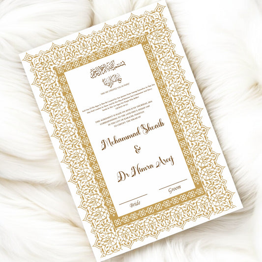 Luxury Nikkah Certificate - Golden Ivy Bond