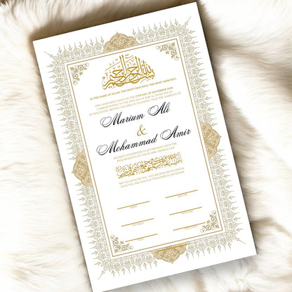 Luxury Nikkah Certificate - Golden Mirage