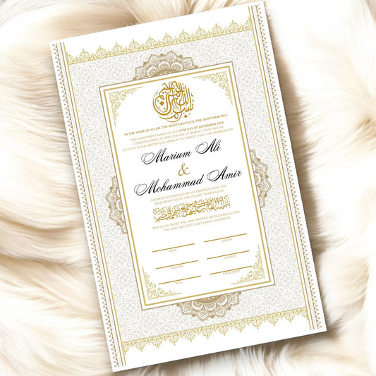 Luxury Nikkah Certificate - Golden Eclipse