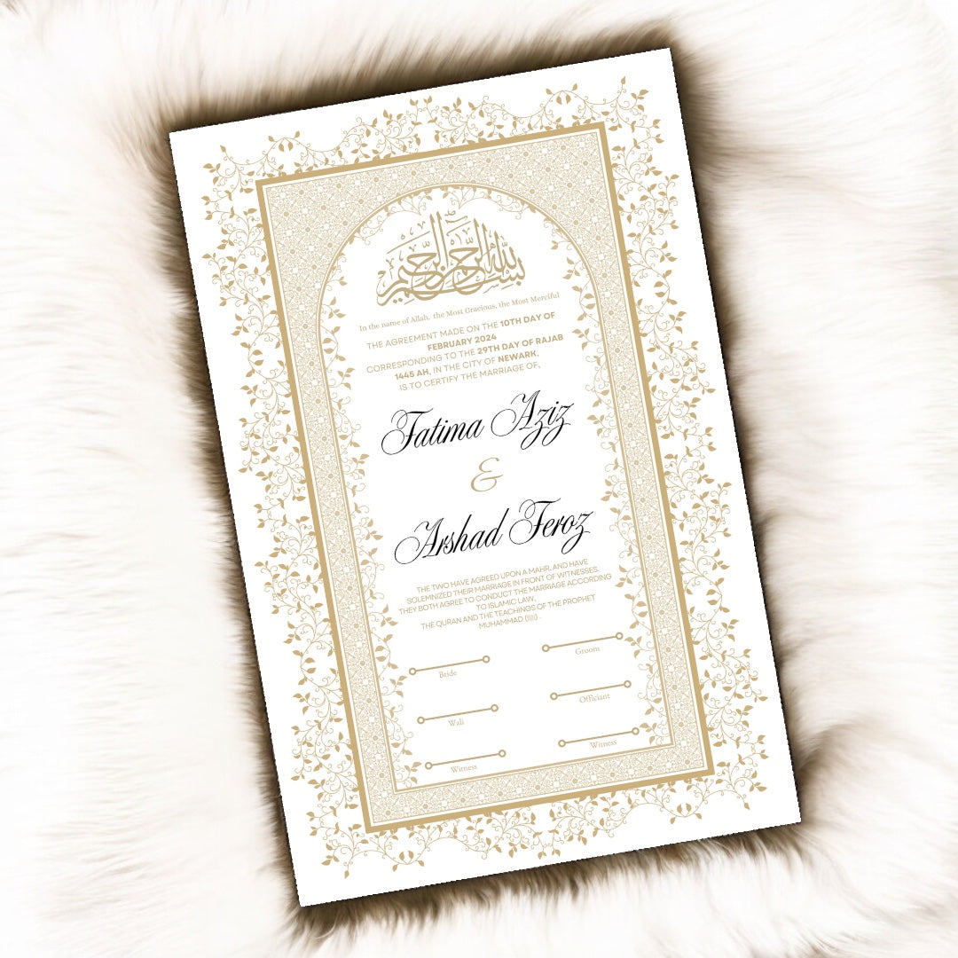 Luxury Nikkah Certificate - Twilight Bloom