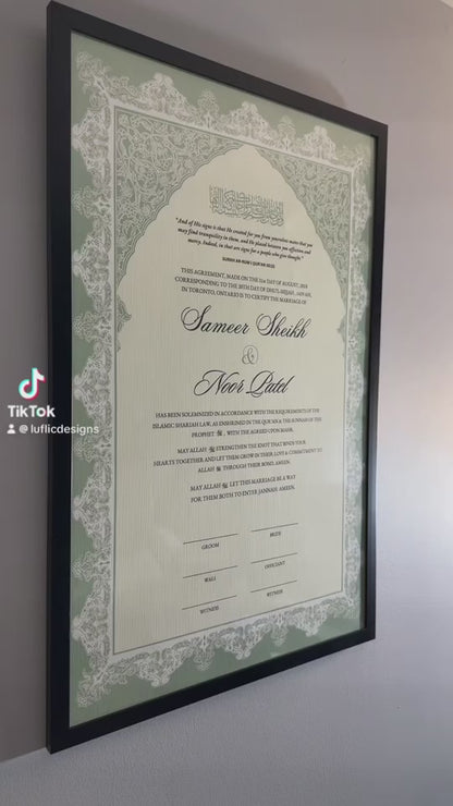 Luxury Nikkah Certificate - Heritage Garden